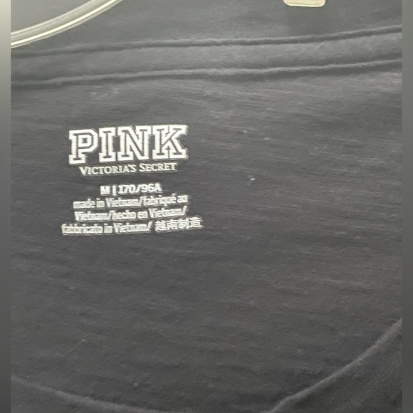 Victoria Secret Pink Size Medium Black Cropped Long Sleeve Top - Picture 2 of 3